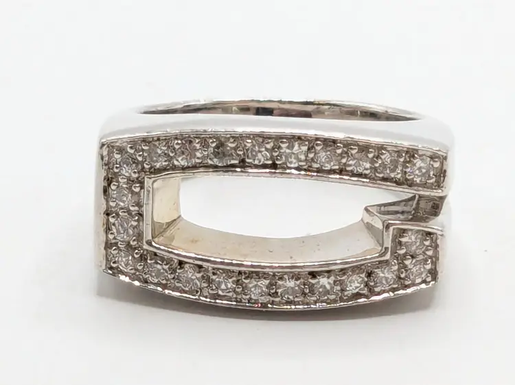 Guess Sterling Silver "G" Ring Rhinestones 925