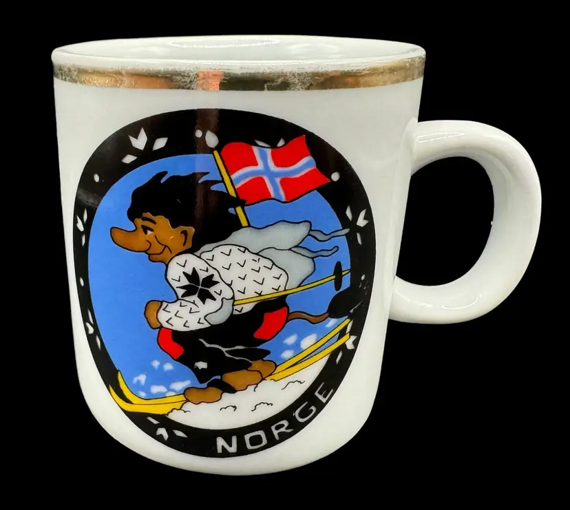 Vintage Norway Norge Miniature Souvenir Mug Skiing Troll 2.5β