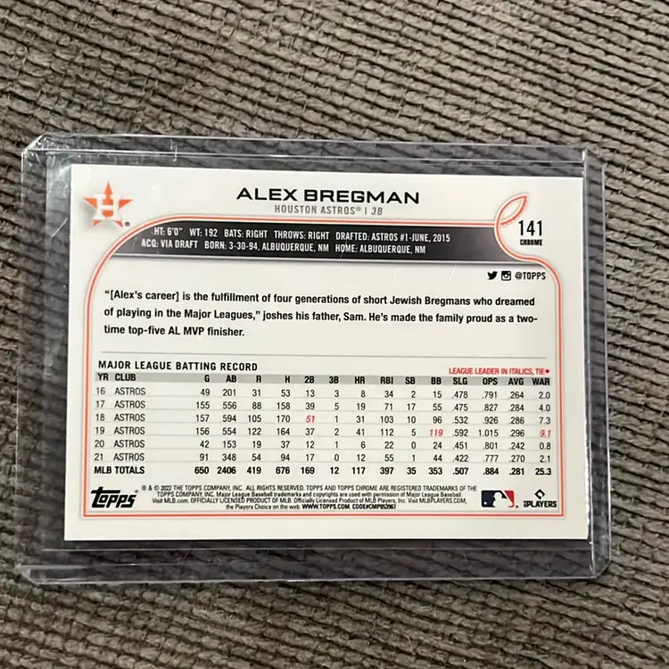 Alex Bregman Refractor. 2022 Topps Chrome. Houston Astros