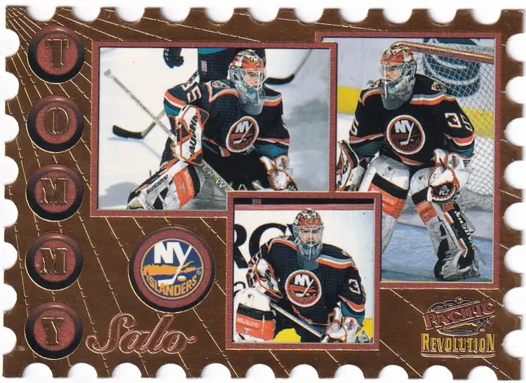 1997-98 Revolution Return to Sender Die-Cuts #12 Tommy Salo New York Islanders Hockey Card