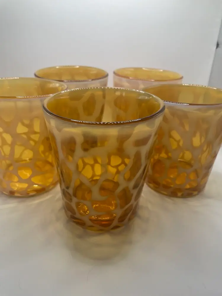 Hand Blown Giraffe Print Glass Tumblers