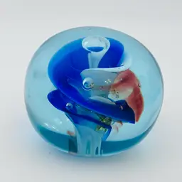 Vintage Blue Swirl Paperweight 2”