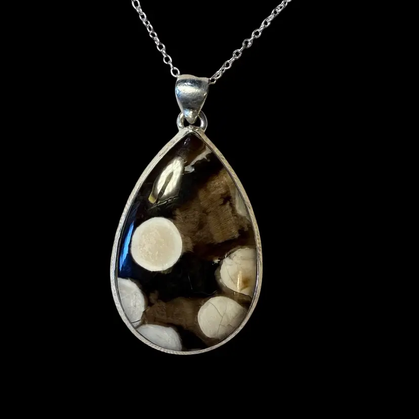 Peanut Wood Jasper 925 Sterling Silver Pendant And Necklace 16” With 2” Extender
