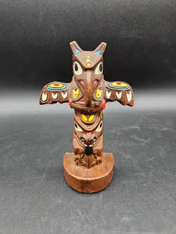 Vintage 5" Totem Pole by Edmund Wolf Jr. Designs Made in Canada