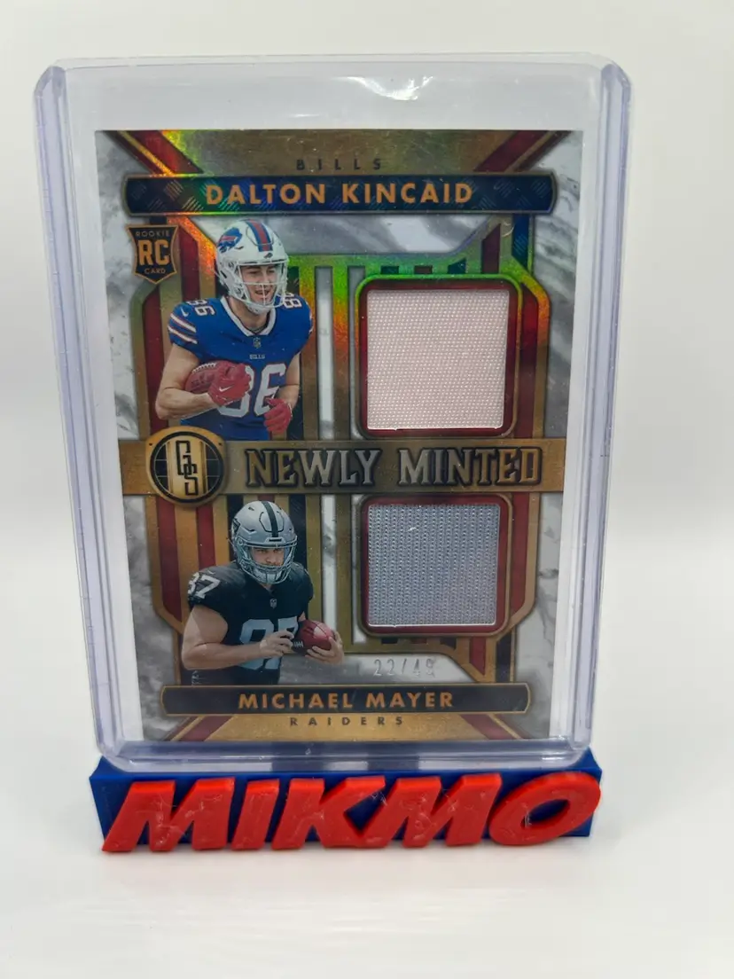 Dalton Kincaid Michael Mayer 2023 Gold Standard Newly Minted Double Relic 22/49 Raiders Bills