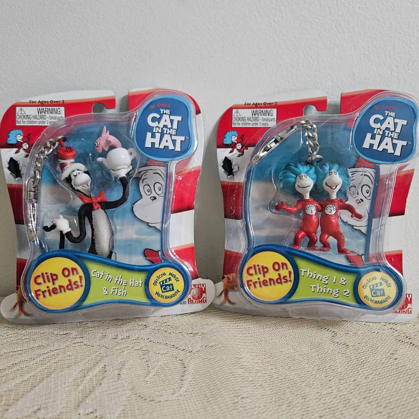 Dr. Seuss The Cat in the Hat & Fish - Thing 1 & Thing 2 Clip On Friends Sets
