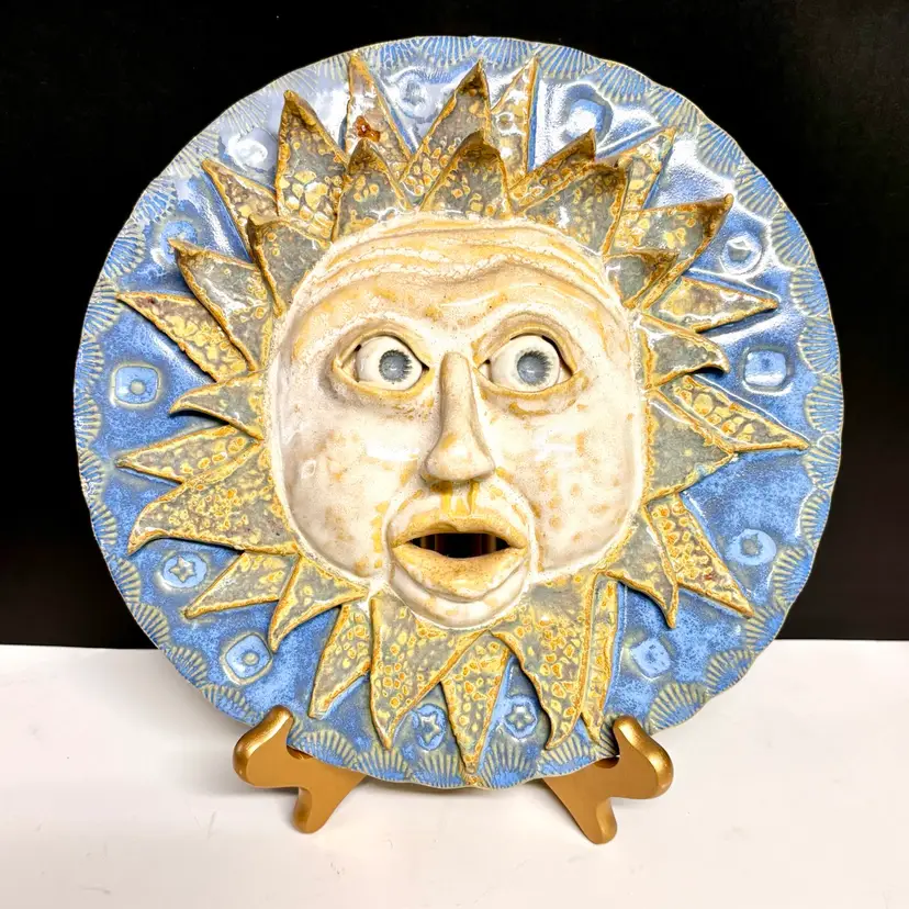 Pottery Sun 3D Weirdo Wall Hanging “Ray Sunbeam” C&R Pottery 12”