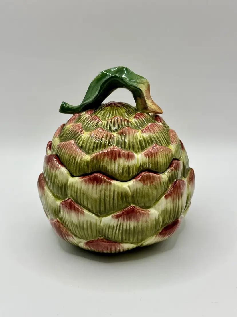 Vintage 1980’s Artichoke Covered Soup Bowl Lidded, By Fitz & Floyd, Made in China