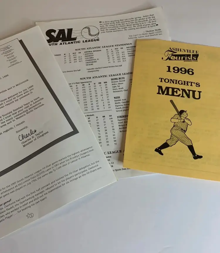Vtg 90s SAL Allstar program Retro Asheville NC Minor League Baseball Tourists