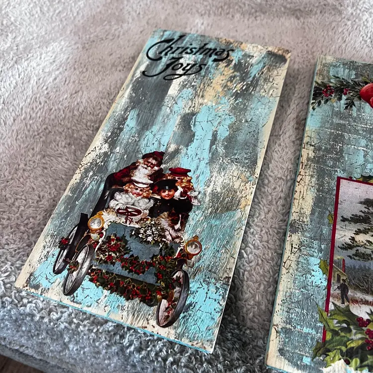 008 Set 2 Made By Me Holidays Christmas Wood Wall Hangings