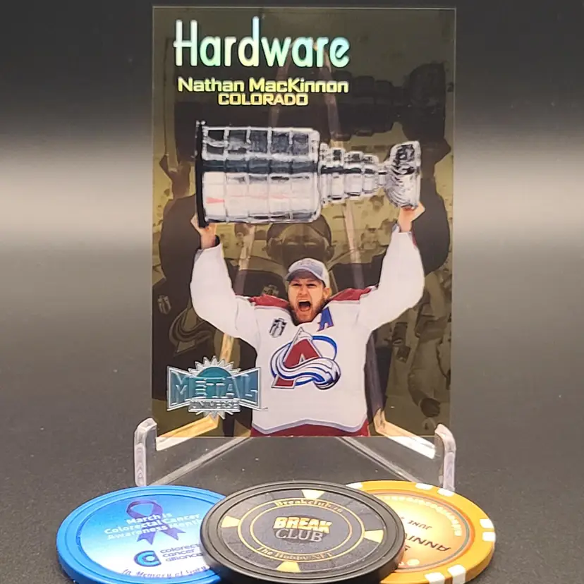 Nathan MacKinnon 2022-23 Upper Deck Skybox NHL Metal Universe Hardware Acetate Insert SP Card #HW-1 - Colorado Avalanche Hockey Card