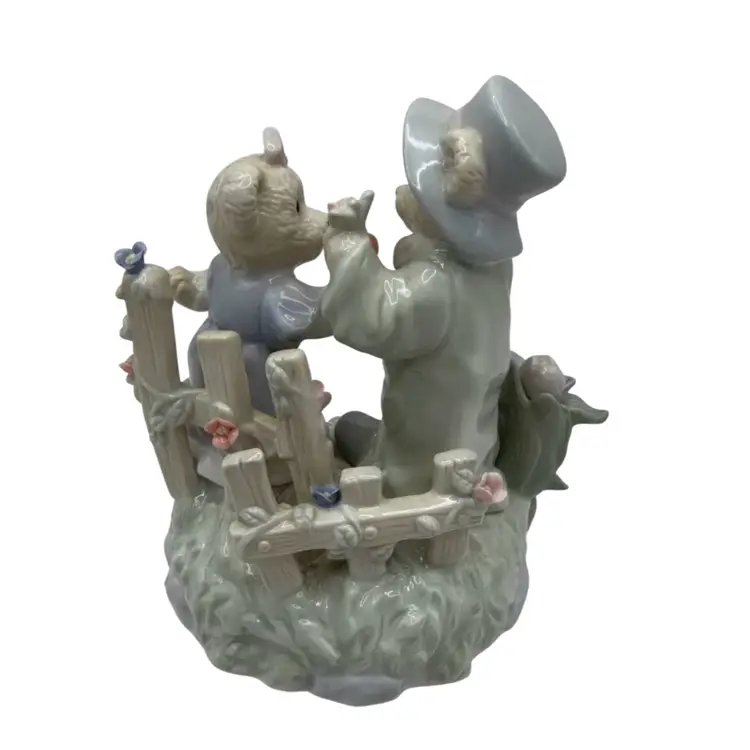 Vintage Porcelain Teddy Bears Music Box, 7” Tall x 5” Wide