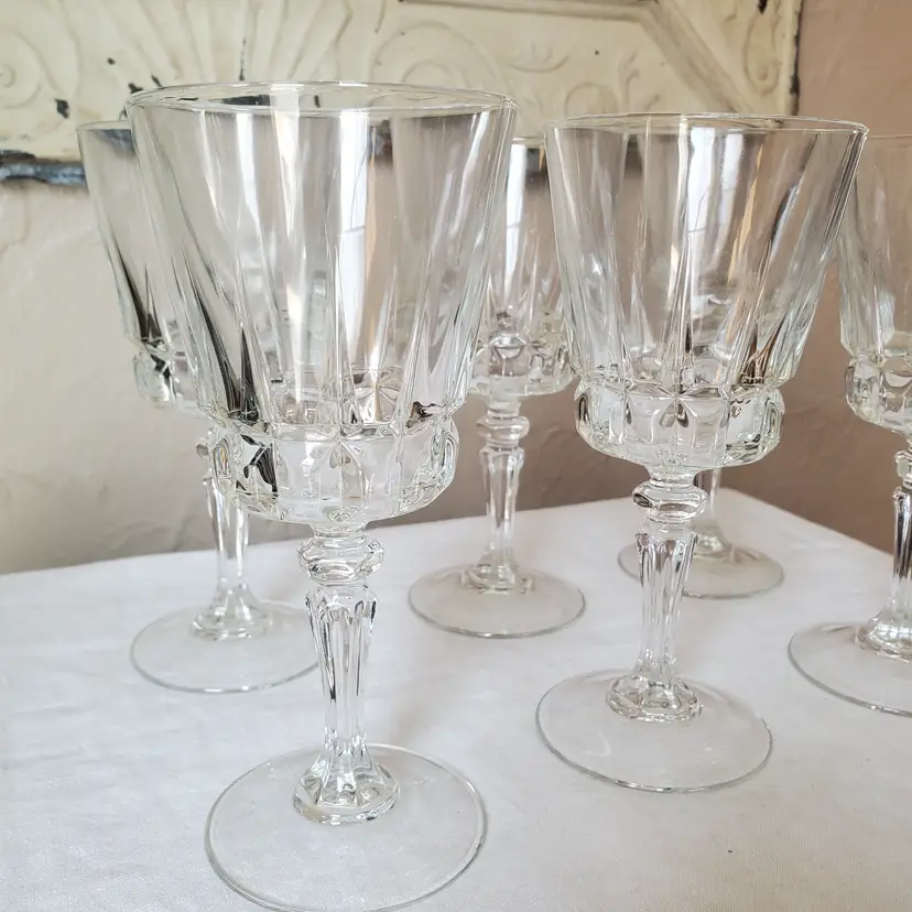 Set of 6 Cristal D'Arques Durand Chantelle Stemware Crystal Wine Glass