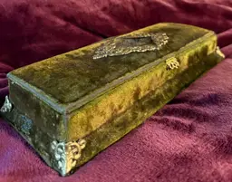 #13 ~ 12.5”x5”x2.5” Antique Velvet Glove Box ~ As Show In Live