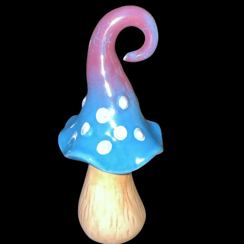 Mushroom Fairy Garden Statue Blue/ Purple