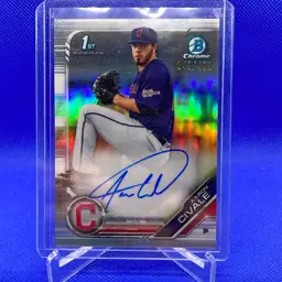 2019 Bowman Aaron Civale Chrome Refractor Auto /499 Cleveland Guardians
