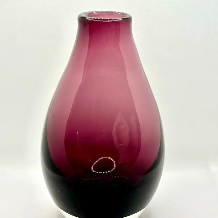 Amethyst Como Heavy Glass Vase By Crate & Barrel, Handcrafted Made In Poland