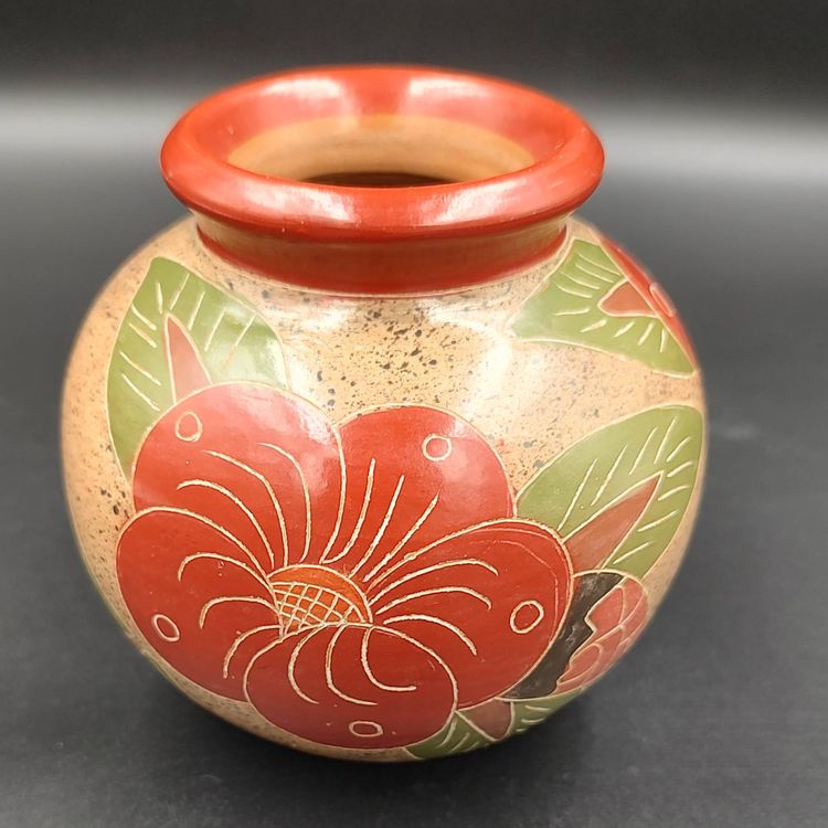 Nicaraguan Hand Painted Art Pottery Vase