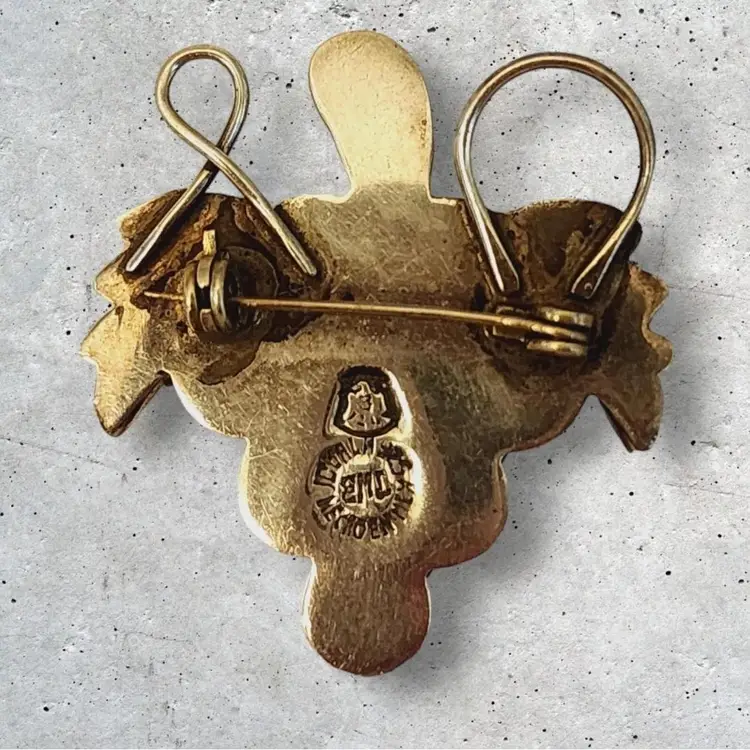 VINTAGE SIGNED EML IGUALA MEXICO STERLING SILVER 925 GRAPE LEAF BROOCH PIN