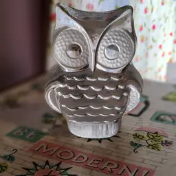 Vintage Glass Owl Paperweight | Chonky Glass Owl Paperweight, Bookend, or Murder Weapon | Icy Clear and Frosted Glass | 1970s Viking Glass Made in USA