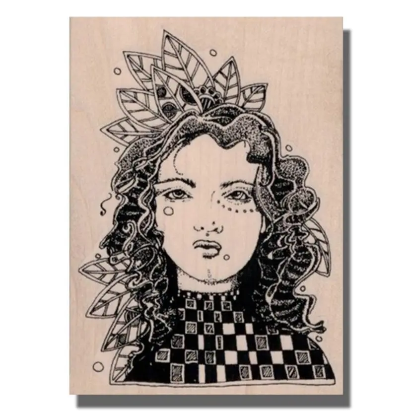 Leaf Lady Art Rubber Stamp