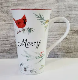 Global Design Merry Red Robin on Pine Branch Coffee Cup Tea Mug 22 oz