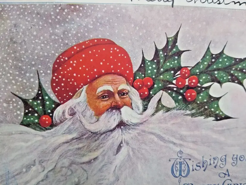 Santa Claus Christmas Postcard Fantasy Ullman St Nicks Head Mountain Beard 1906