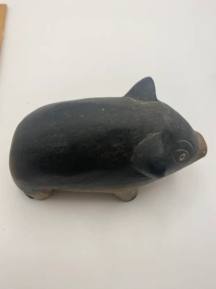 Vintage Wood Carved Pig Folk Art