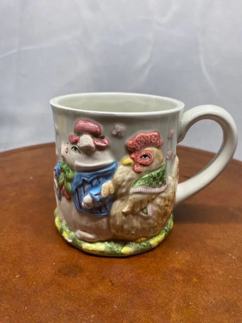1987 Fitz And Floyd Pig And Chicken Mug