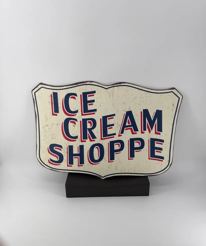 Vintage Rustic Ice Cream Shoppe Metal Wall Sign 19.5” X 29” Large