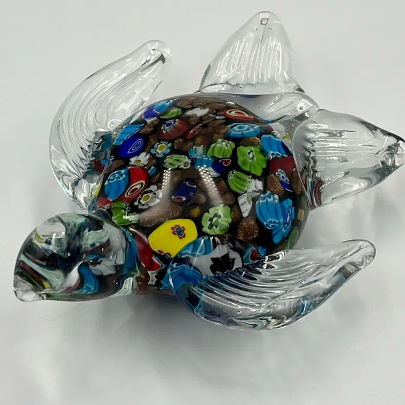 Bronze & Millefiori Sea Turtle Paperweight