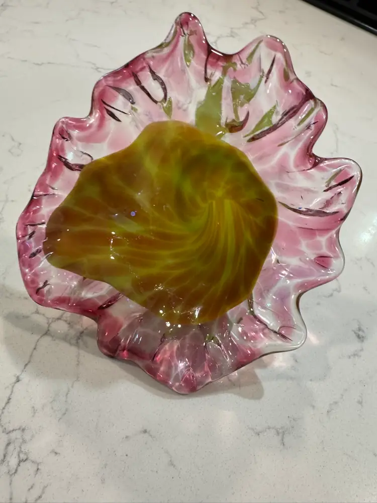 Murano Style Blown Glass Flower