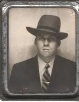 Photo Booth Portrait Vintage 1942 Location Named Man Fashions 2 3/4 x 3