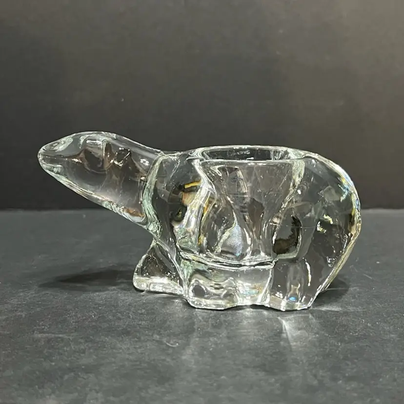 MARKDOWN! Indiana Glass Polar Bear Votive Tea Light Candle Holder Clear ~2.5β x 5.25β x 2.5β