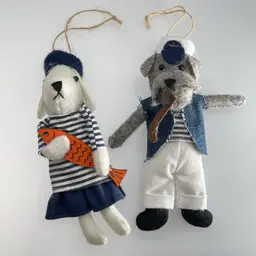 Target Wondershop 2021 Felt Dog Sailor & Sea Captain Set of 2 Christmas Ornaments 5.5"