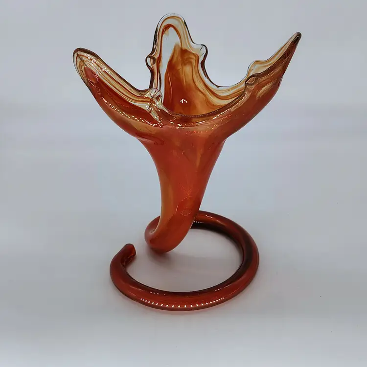 Vtg Handmade Swung Art Glass Vase