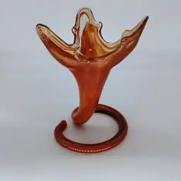 Vtg Handmade Swung Art Glass Vase