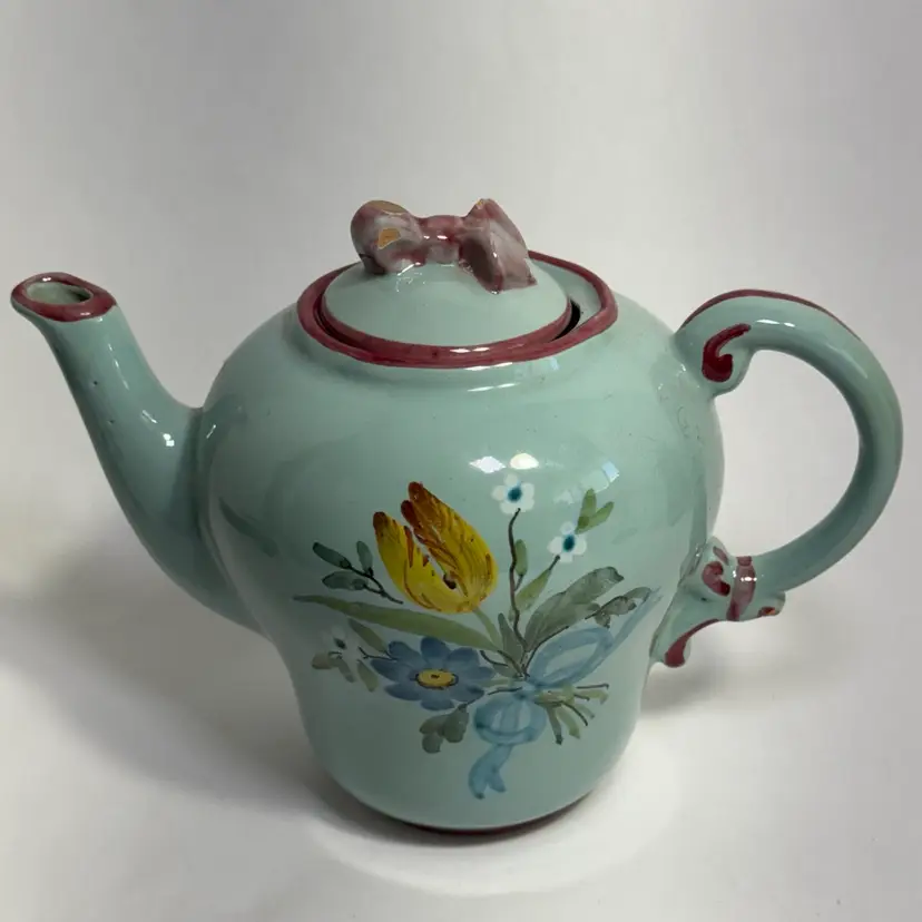 Arlero Italy Ceramic Teapot Hand Painted Floral