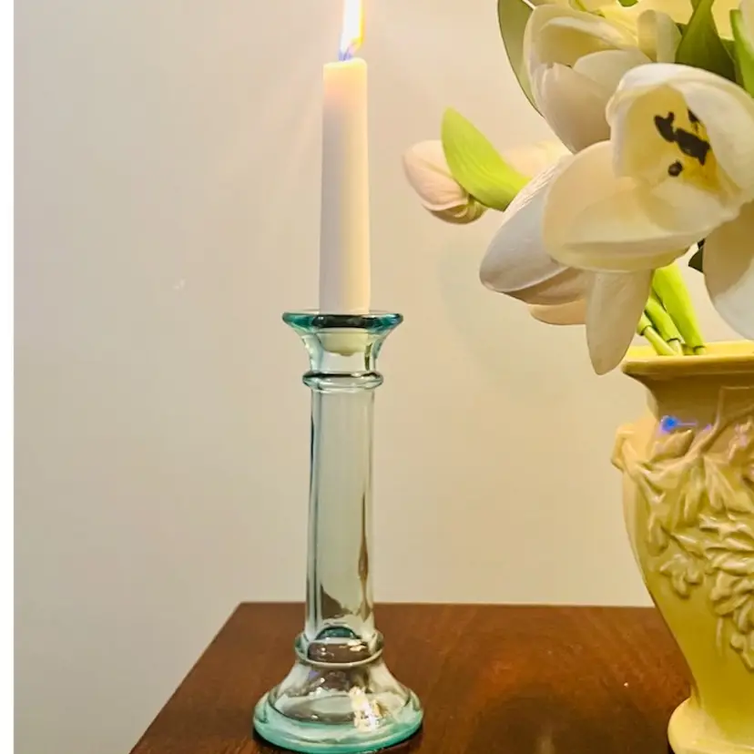 Vintage Vetreria Etrusca Sea Green Candlestick