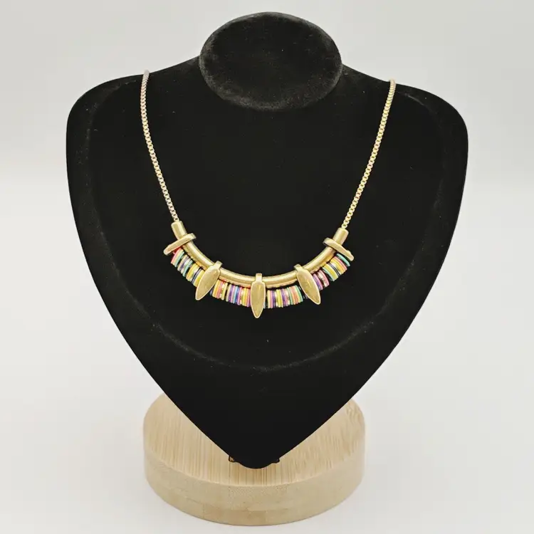 Boho Stella & Dot Wanderer Multicolor Brushed Gold tone Eygptian Style Necklace