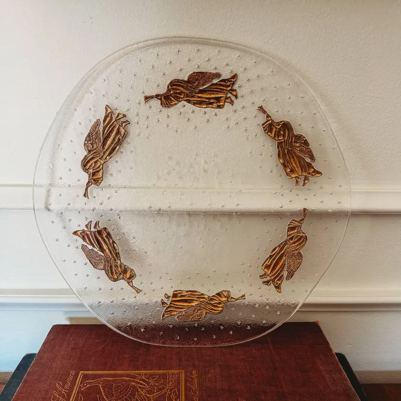 Italian Glass Gold Leaf Angel Platter