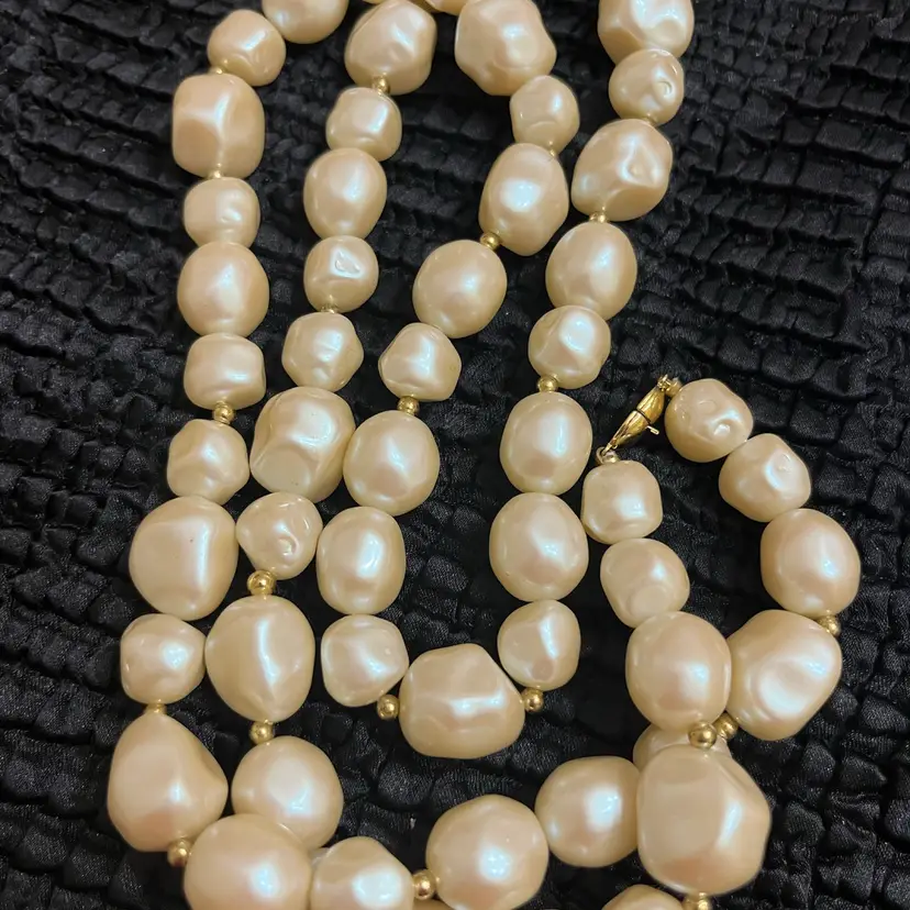 Vintage Monet Large Simulated Pearl Necklace 33”