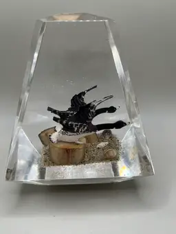 Vintage Lucite/Acrylic? Canadian Geese Diorama Paperweight