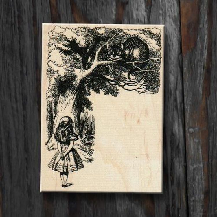 Alice In Wonderland Alice With Cheshire Cat Rubber Stamp