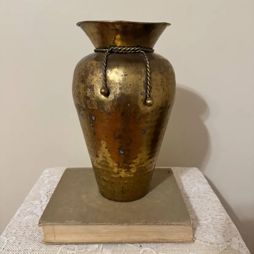 Lacquered Brass Rope Accent Vase