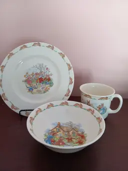Vintage Royal Doulton Bunnykins Children's Dining Set Plate Bowl Mug