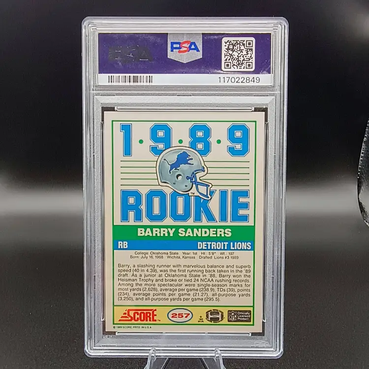 Barry Sanders 1989 Score Rookie Card (RC) PSA 7