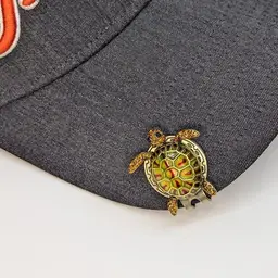Enamel/Jeweled Sea Turtle Custom Golf Ball Marker with Magnetic Hat Clip - Green