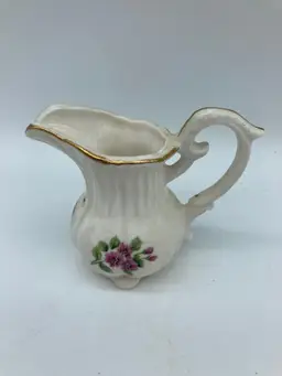 Small Bone China Creamer with Flowers and Gold Trim