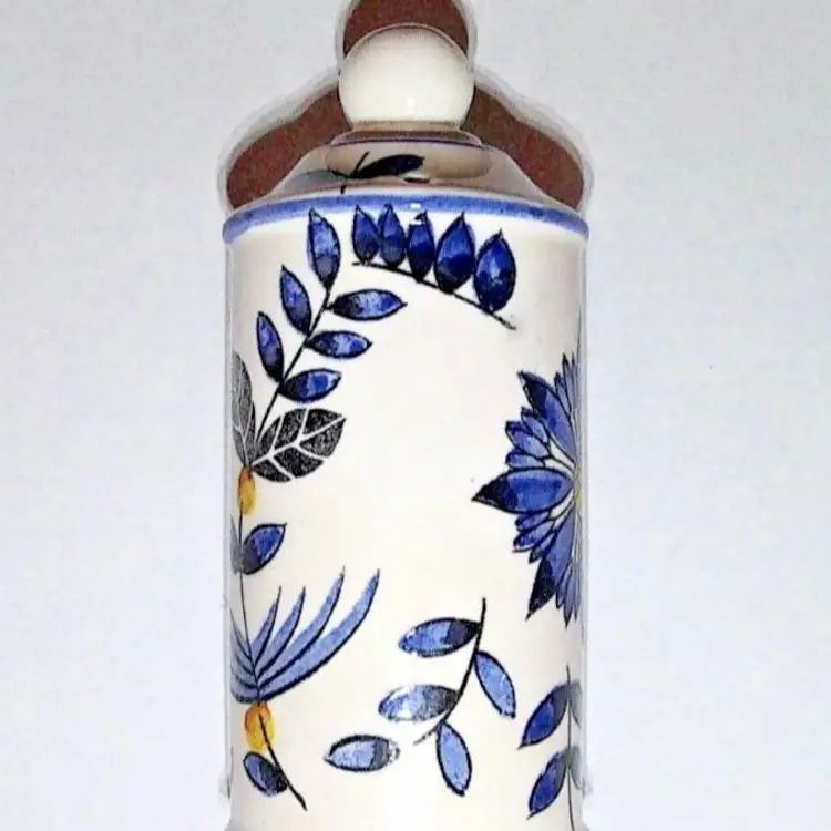 Vintage BLUE CATHAY By Royal Sealy Tall Salt or Pepper Shaker Floral Japan